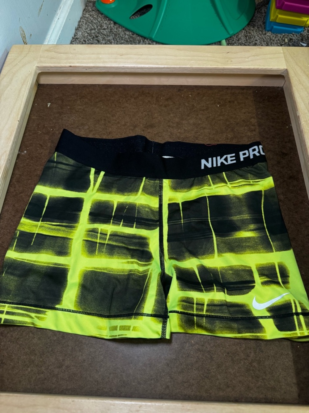Nike Neon Yellow and Black Training Shorts